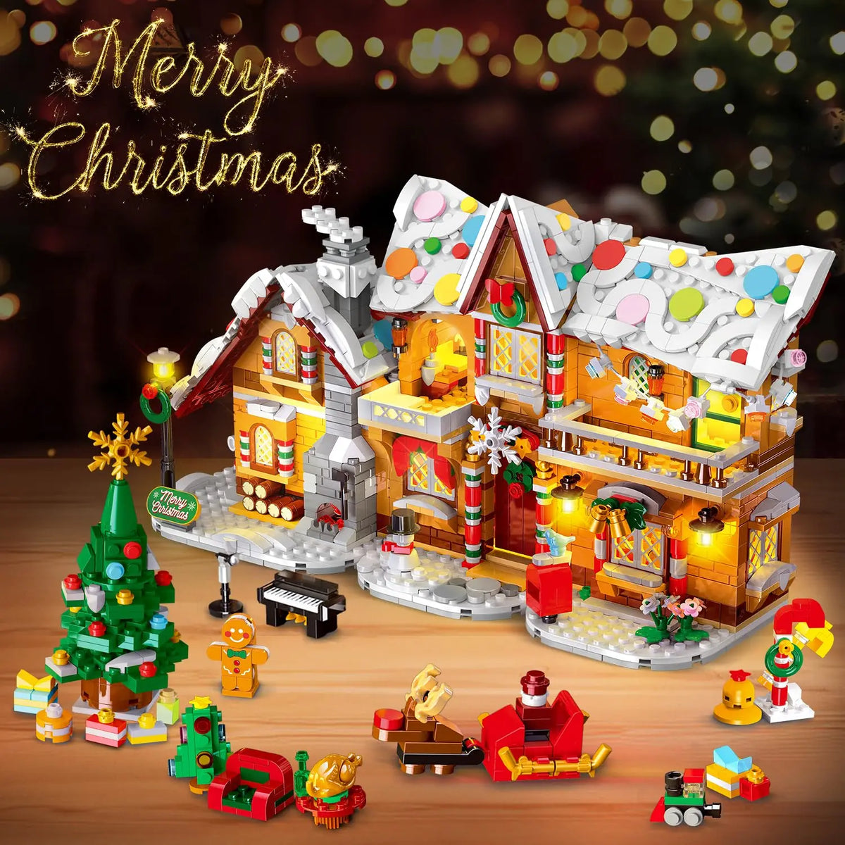 HOGOKIDS Christmas Gingerbread House Building Set With LED Light