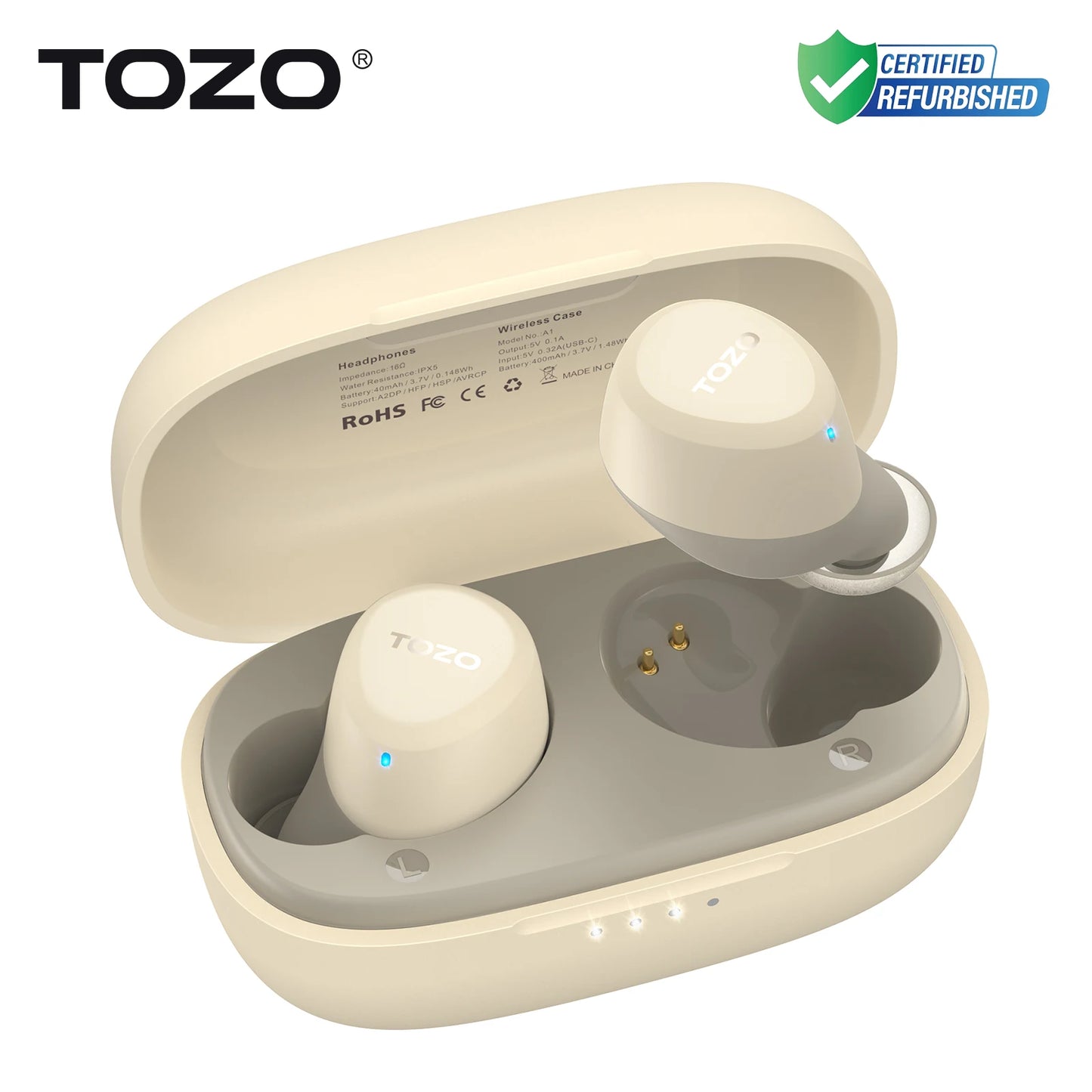 TOZO Refurbished TWS Earbuds In Ear Wireless Bluetooth Headset With Mic