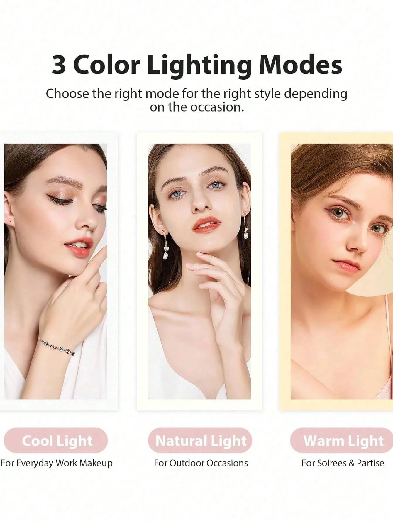 Trifold Makeup Mirror With LED Lights For Dorm Dressing