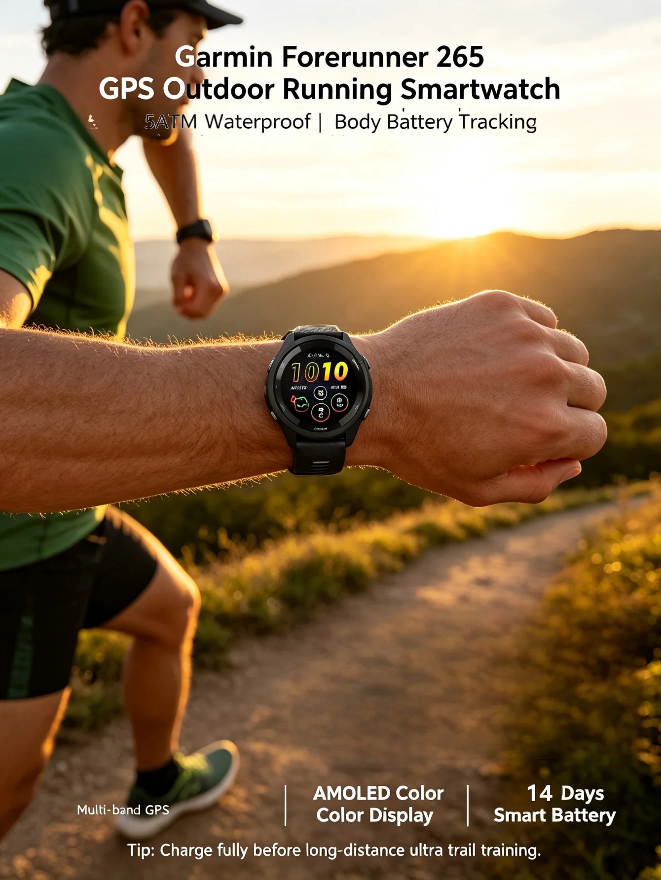 Garmin Forerunner 265 GPS Running Smartwatch With Multi Band Heart Rate
