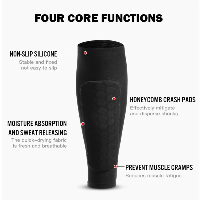Football Shin Guard Socks With Foam Calf Honeycomb Pads