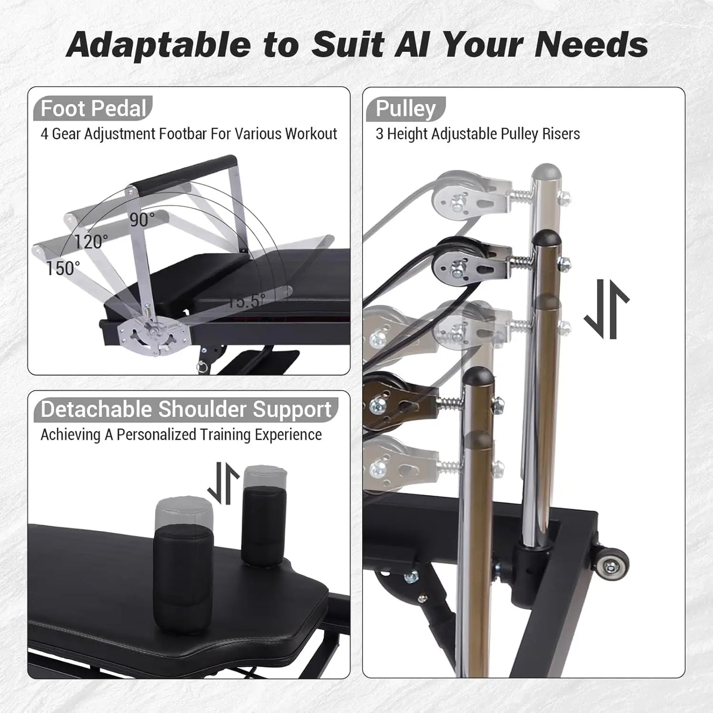 HiMISS Foldable Reformer Pilates Machine With Adjustable Resistance And Springs