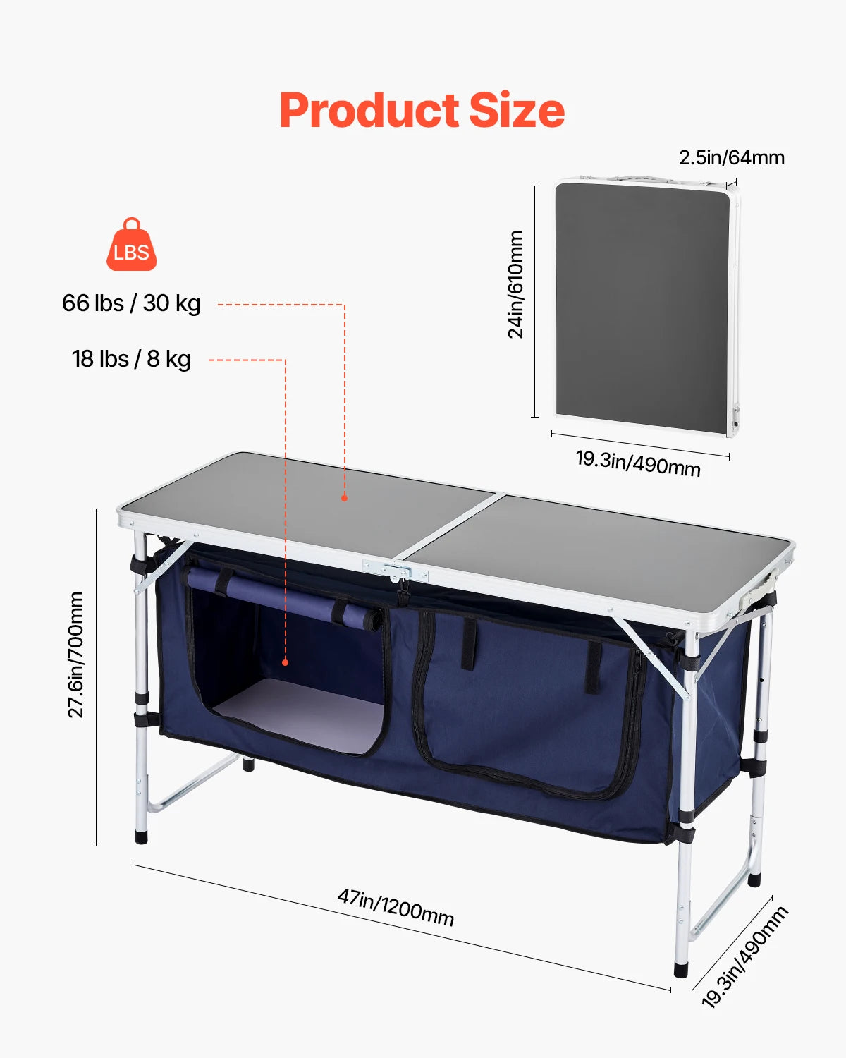 SucceBuy Camping Kitchen Table Folding Outdoor Cooking Station Aluminum