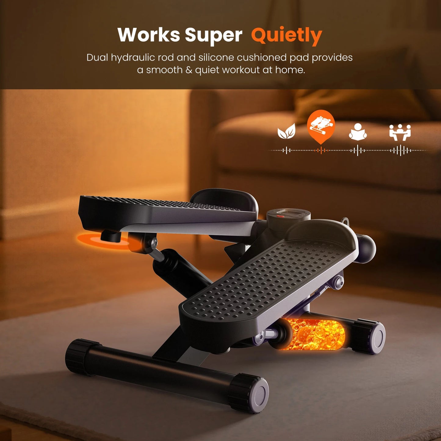 Mini Stepper With Resistance Bands 300 Lbs Capacity Home Cardio