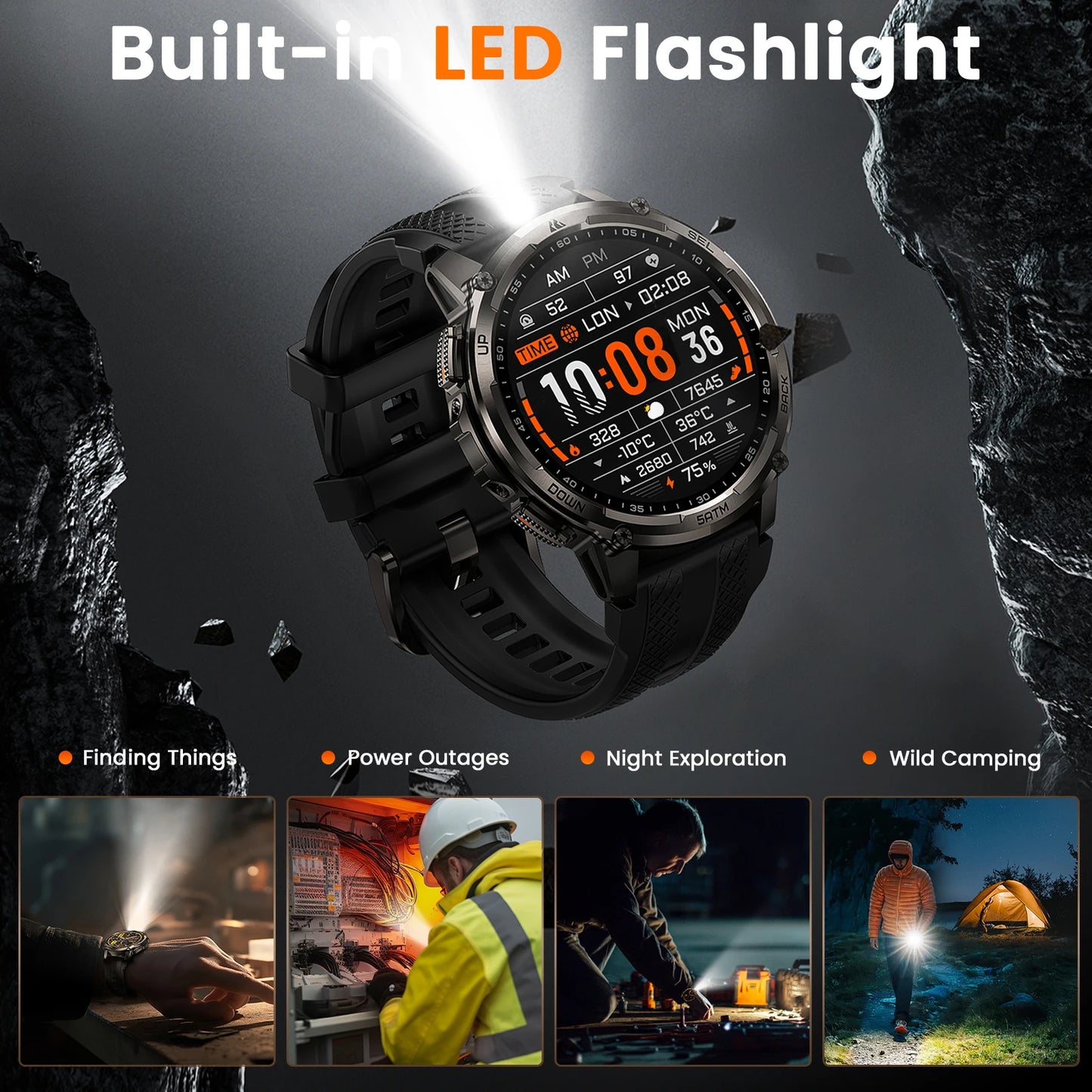 KOSPET Tank T4C Smartwatch Outdoor Rugged GPS Waterproof Fitness Tracker