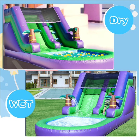 Commercial PVC Inflatable Water Slide With 950W Blower