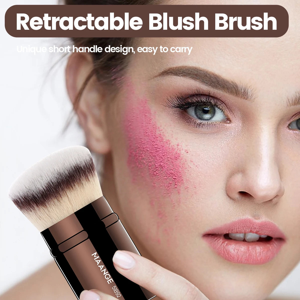 MAANGE Retractable Blush And Kabuki Foundation Brush