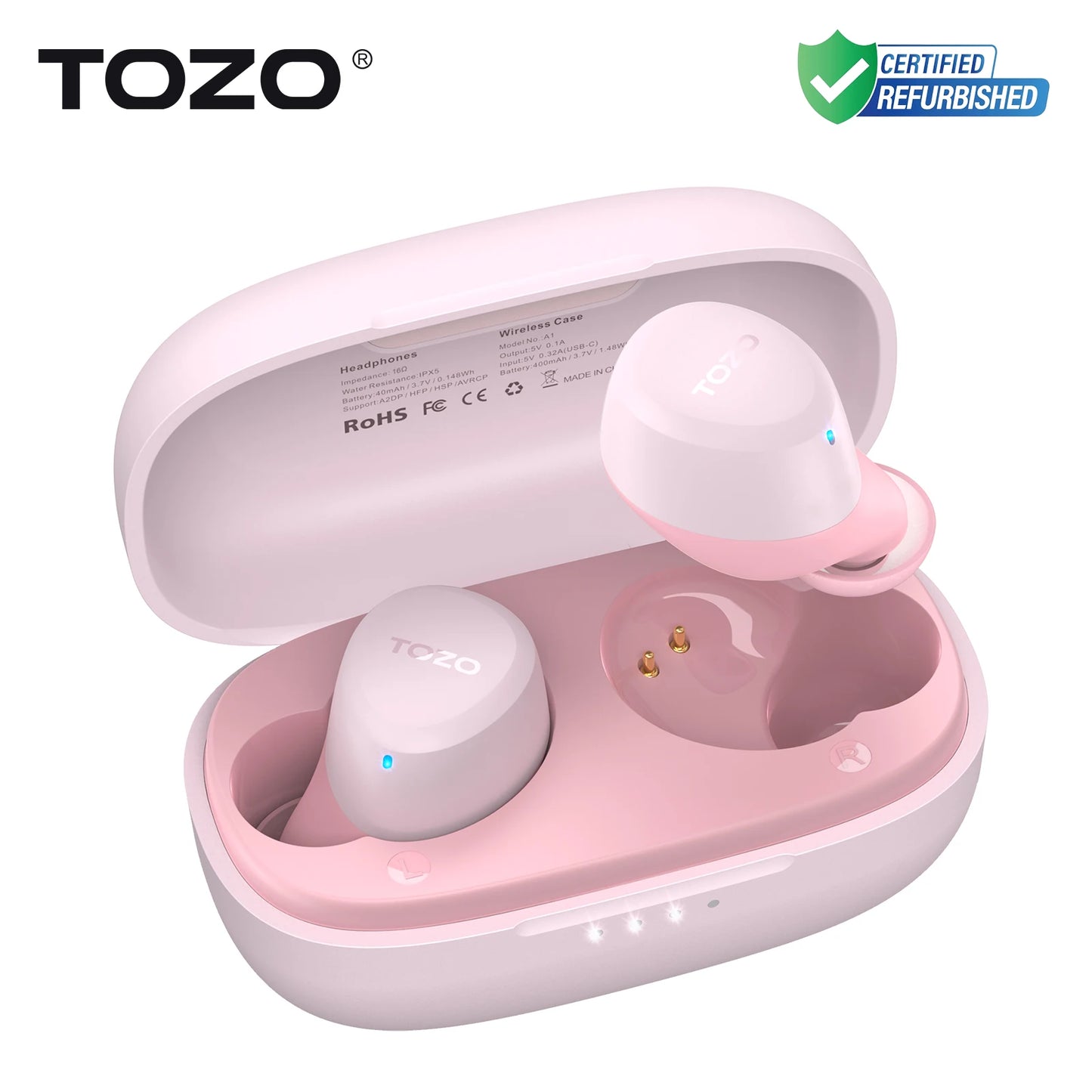 TOZO Refurbished TWS Earbuds In Ear Wireless Bluetooth Headset With Mic