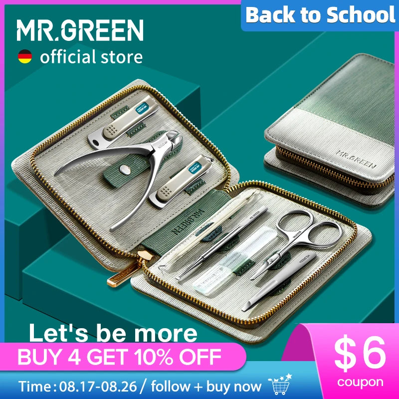 Mr. Green Stainless Steel Manicure And Pedicure Set Travel Case