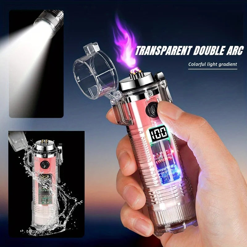 TopFlames Flameless Arc Lighter Plasma With Flashlight Type C Windproof