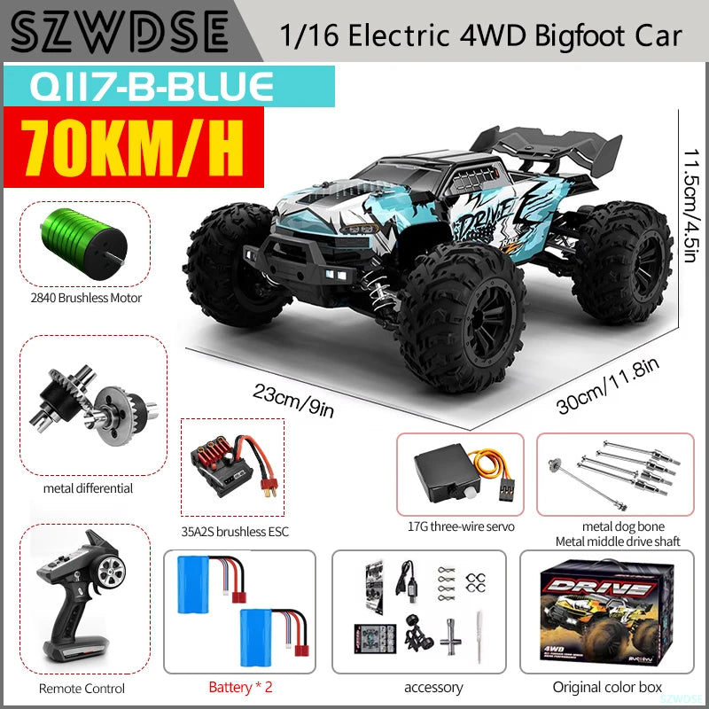WLtoys Q117 RC Car 4WD Brushless High Speed Pro Offroad