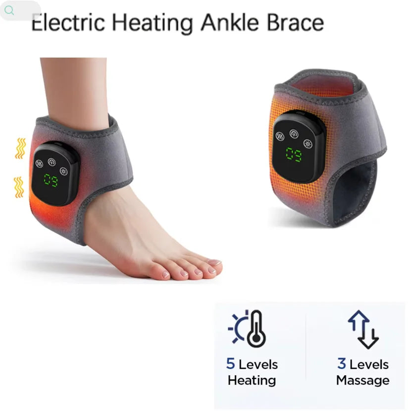Hailicare Rechargeable Electric Heated Ankle Brace With Vibration Massage