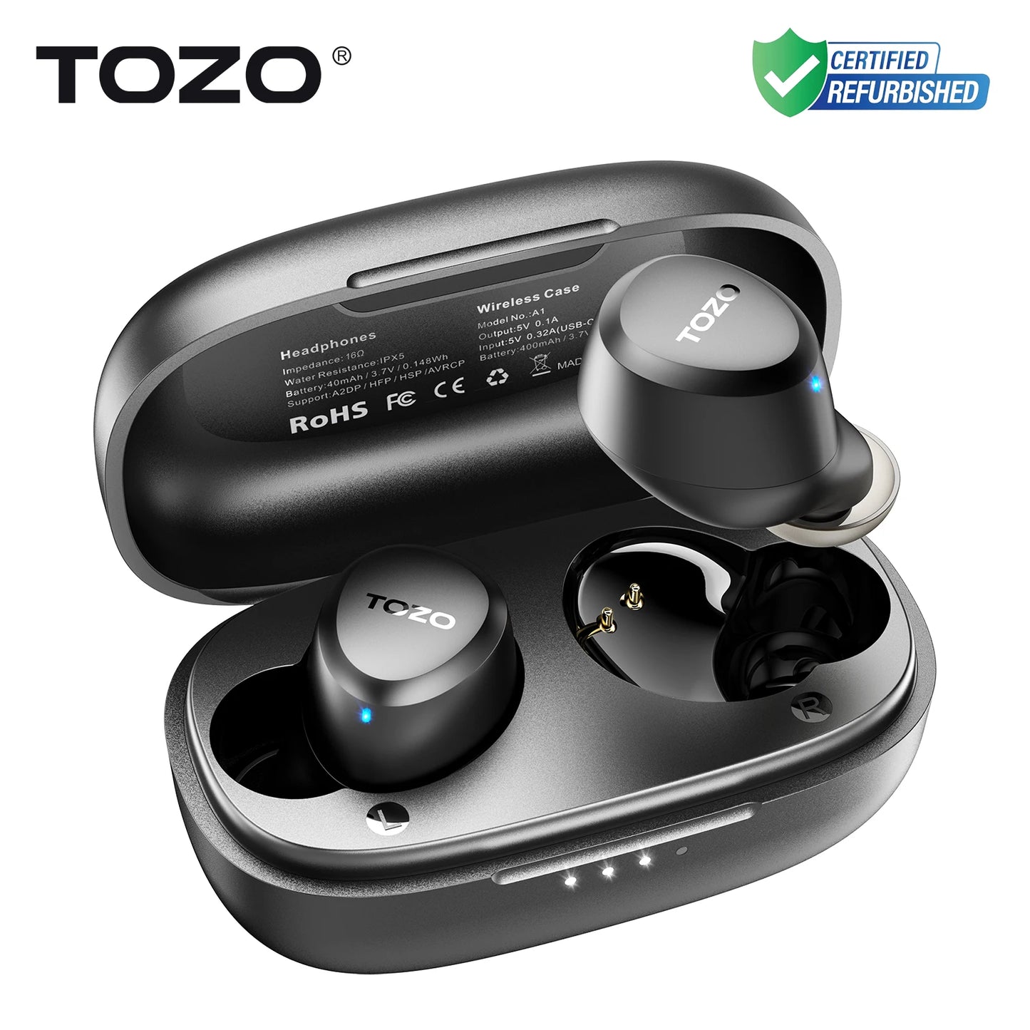 TOZO Refurbished TWS Earbuds In Ear Wireless Bluetooth Headset With Mic