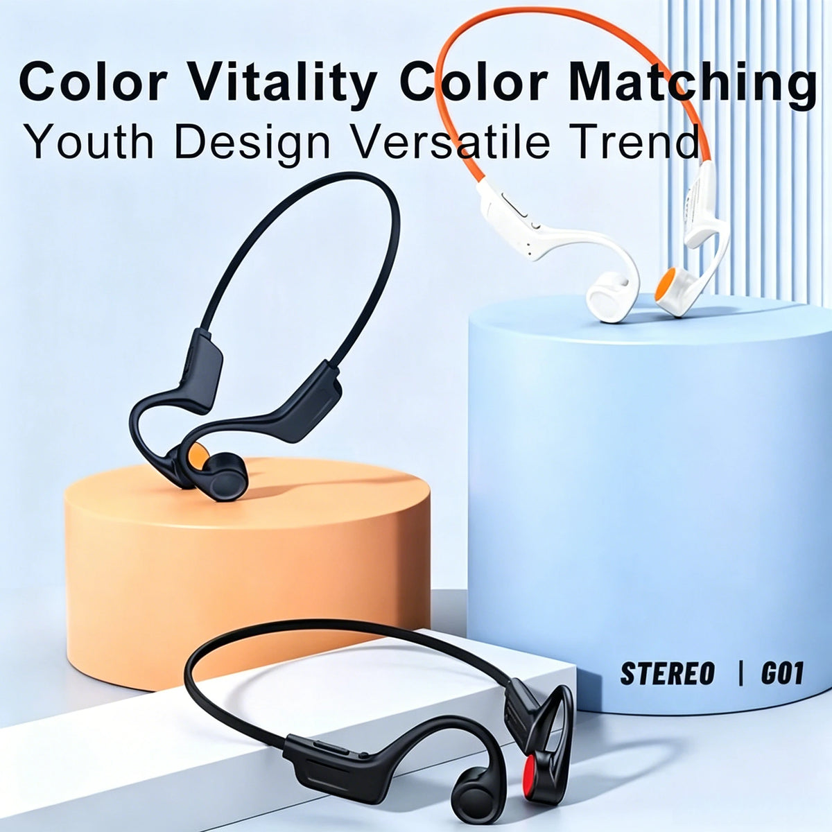 Open Ear Bone Conduction Wireless Headphones With Built In Mic