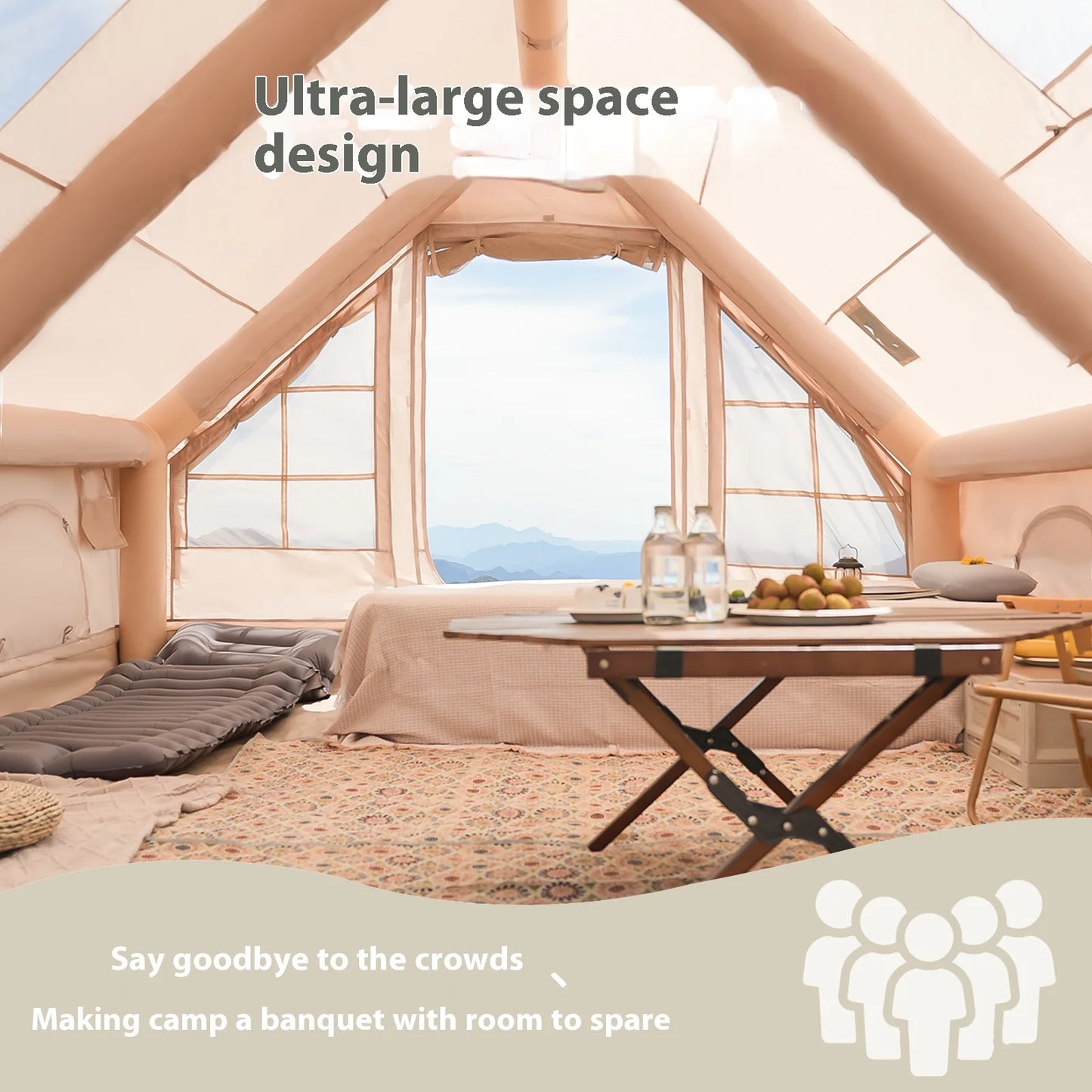 Pakicetus Inflatable Camping Tent For Adults Luxury Quick Stove Plug
