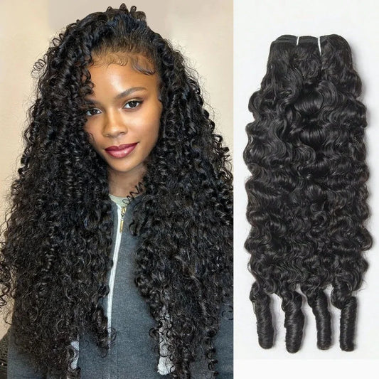 Curvique Burmese Curly Brazilian Remy Hair Bundles Deep Wave