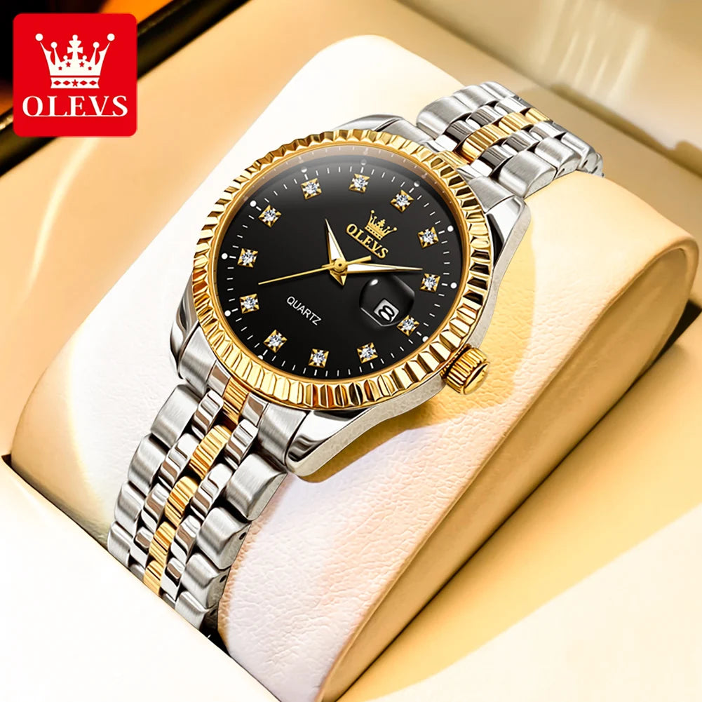 Olevs Luxury Diamond Luminous Stainless Steel Women's Wristwatch