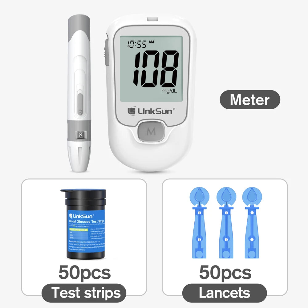 Linksun Blood Glucose Monitor With 50 Test Strips And Lancets