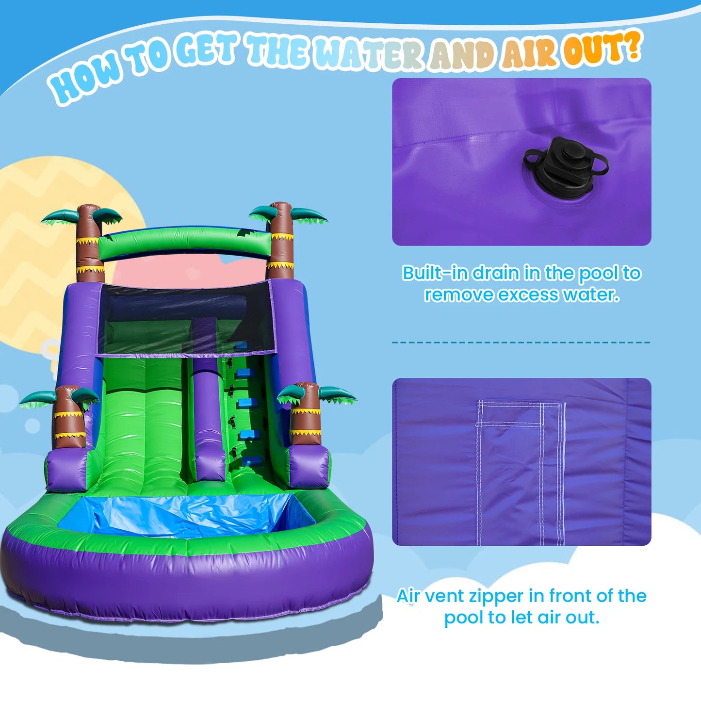 Commercial PVC Inflatable Water Slide With 950W Blower