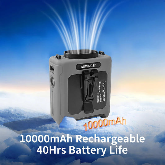 10000mAh Portable Waist Clip Fan With Flashlight For Outdoor Use