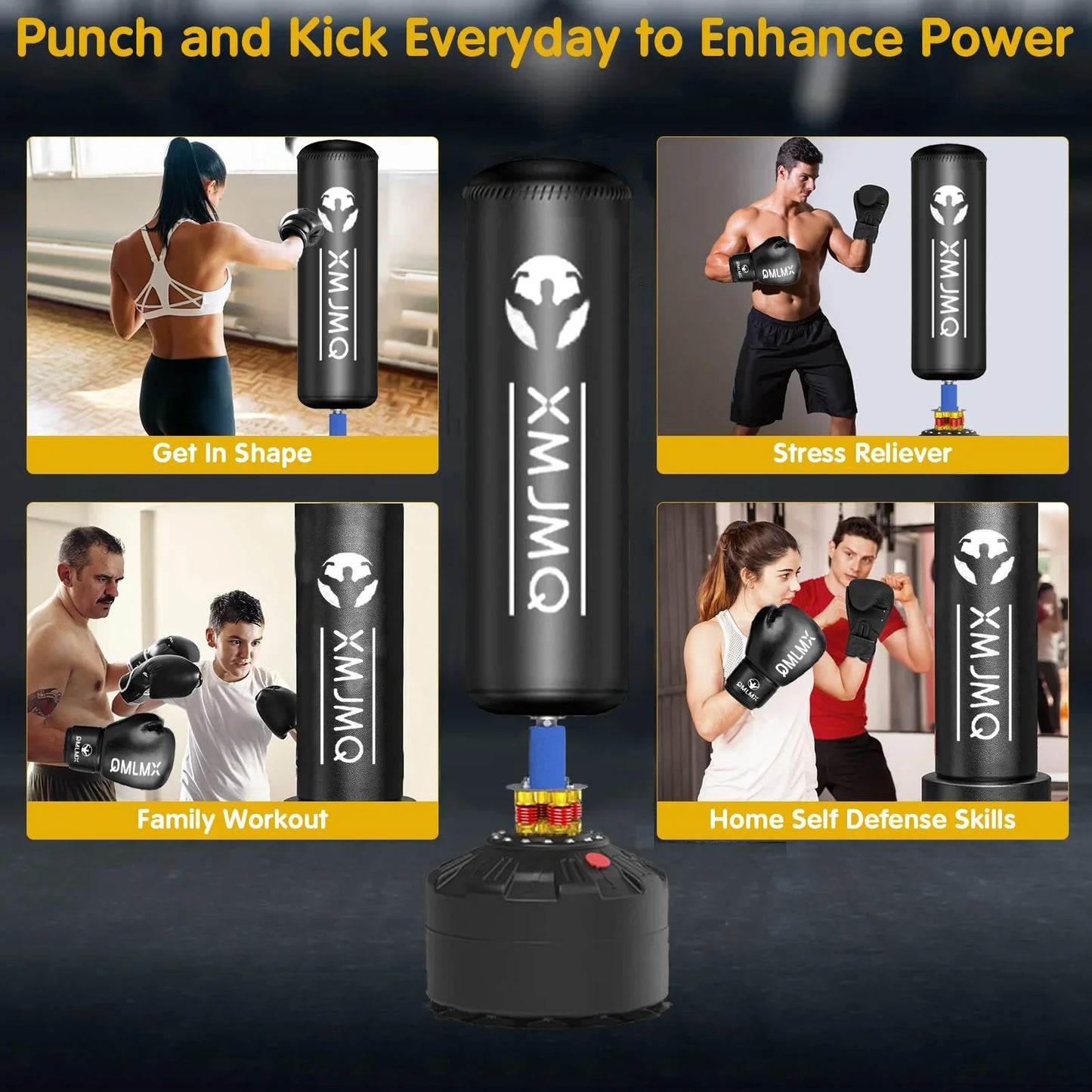 LEKARO Standing Boxing Post With Gloves Home Training Sandbag