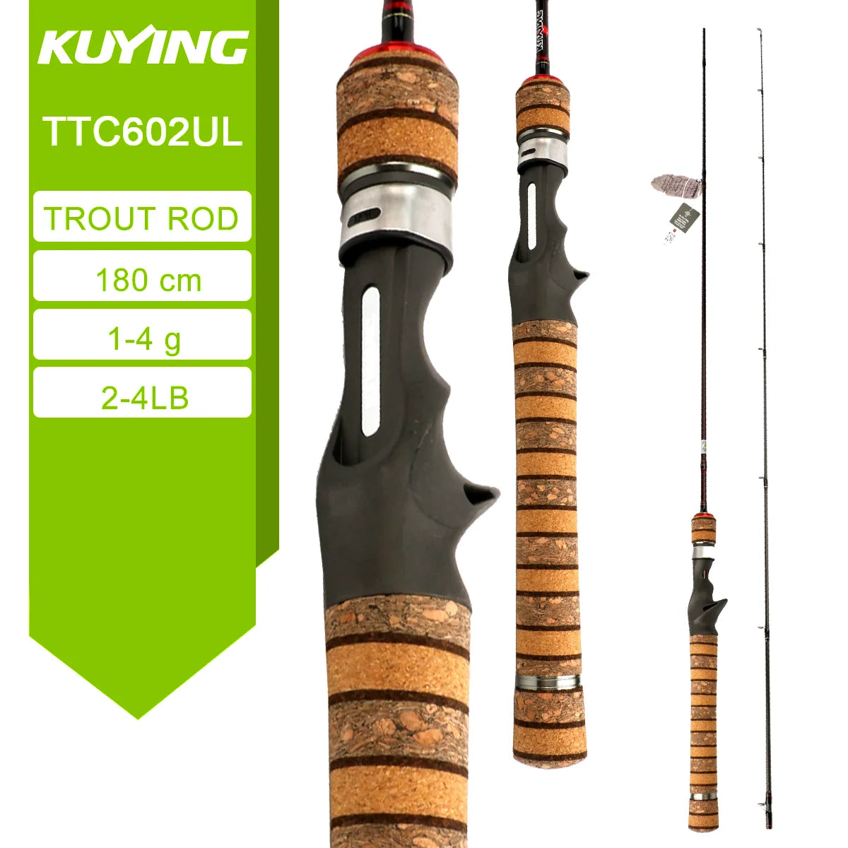 Kuying Casting Spinning Fishing Lure Rod Carbon Fiber 6 10lb