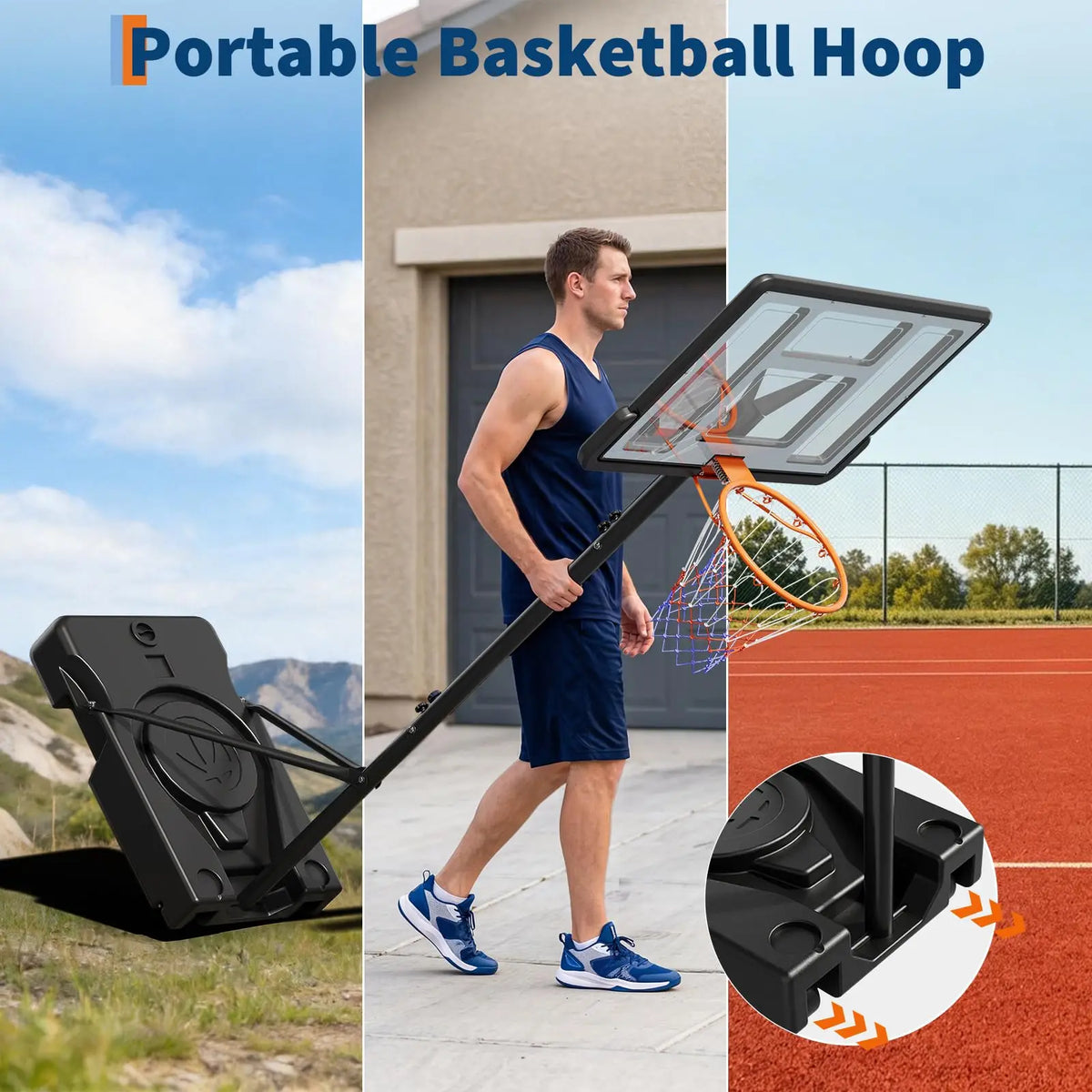 HiMISS Portable Basketball Hoop Adjustable Outdoor Goal System with Wheels