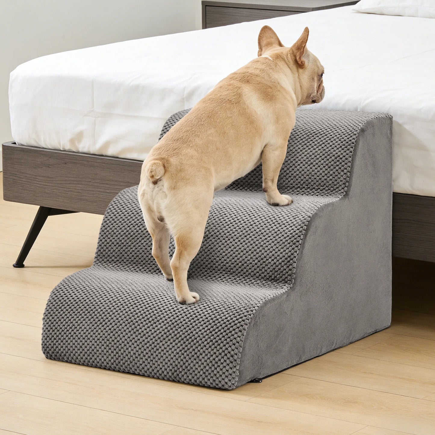 High Density Foam Dog Stairs 3-5 Step Curved Ramp Small Dogs