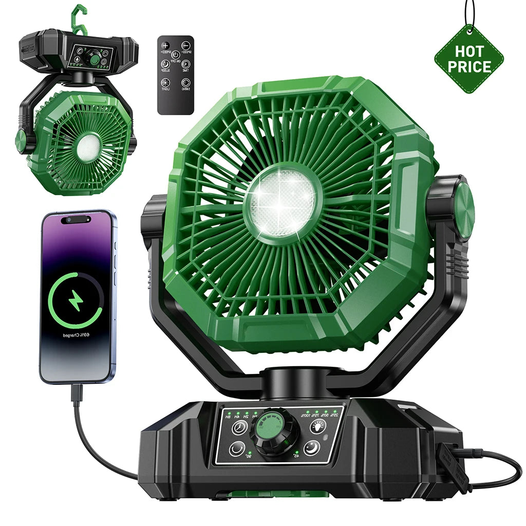 ColdSky 20000mAh Battery Camping Fan With LED Lantern 8 Speed