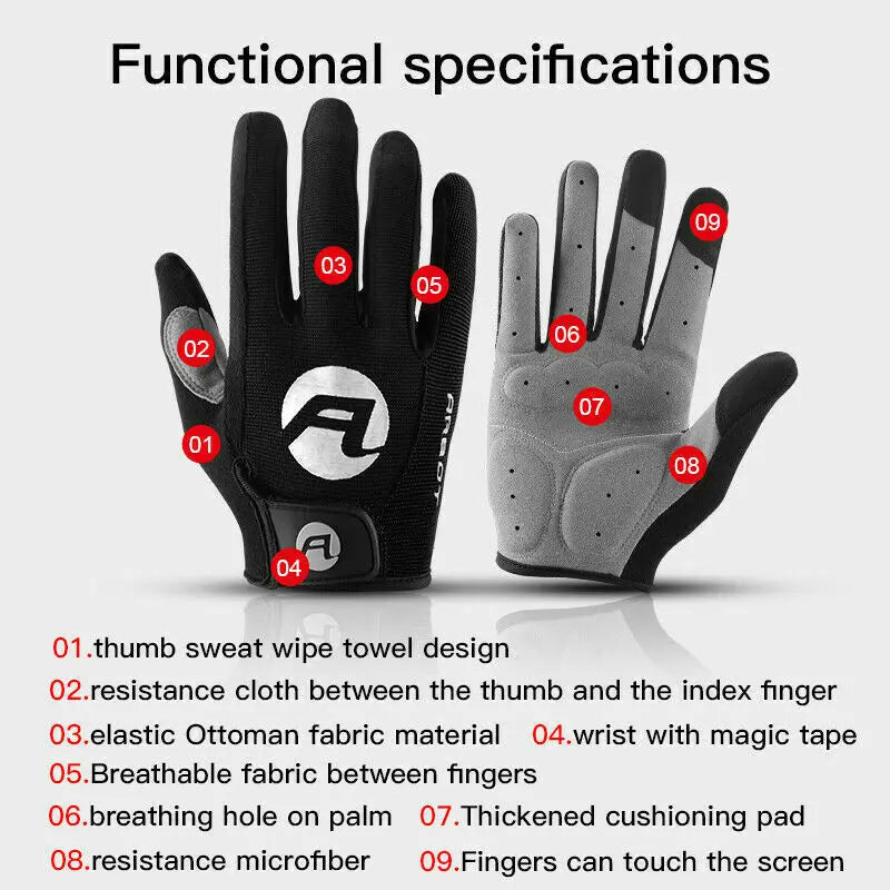 Cycling Gloves Full Finger MTB Padded Anti Slip Touchscreen Unisex