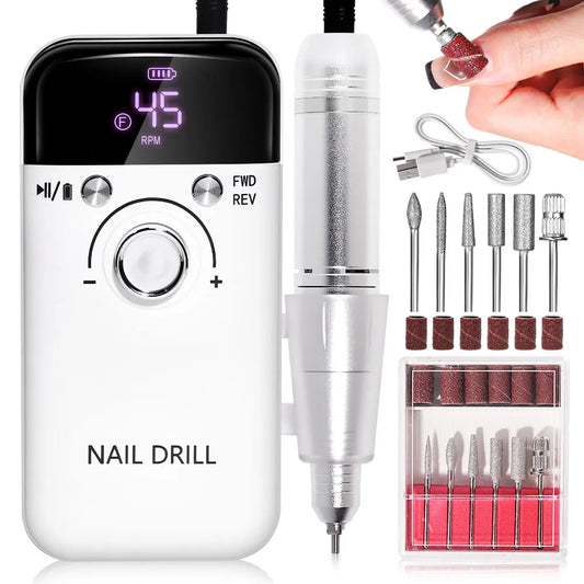Nail Drill 45000 RPM Rechargeable Electric File For Acrylic Gel Removal