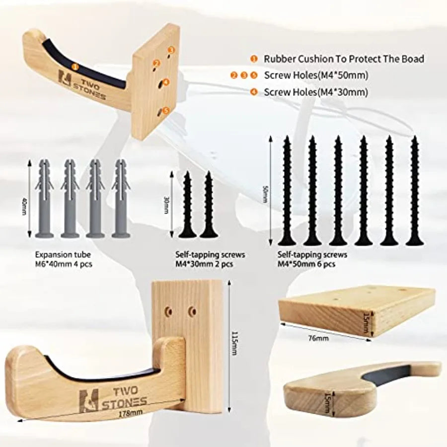 Wall Mounted Surfboard Rack Hanger For Shortboard Longboard Aluminum