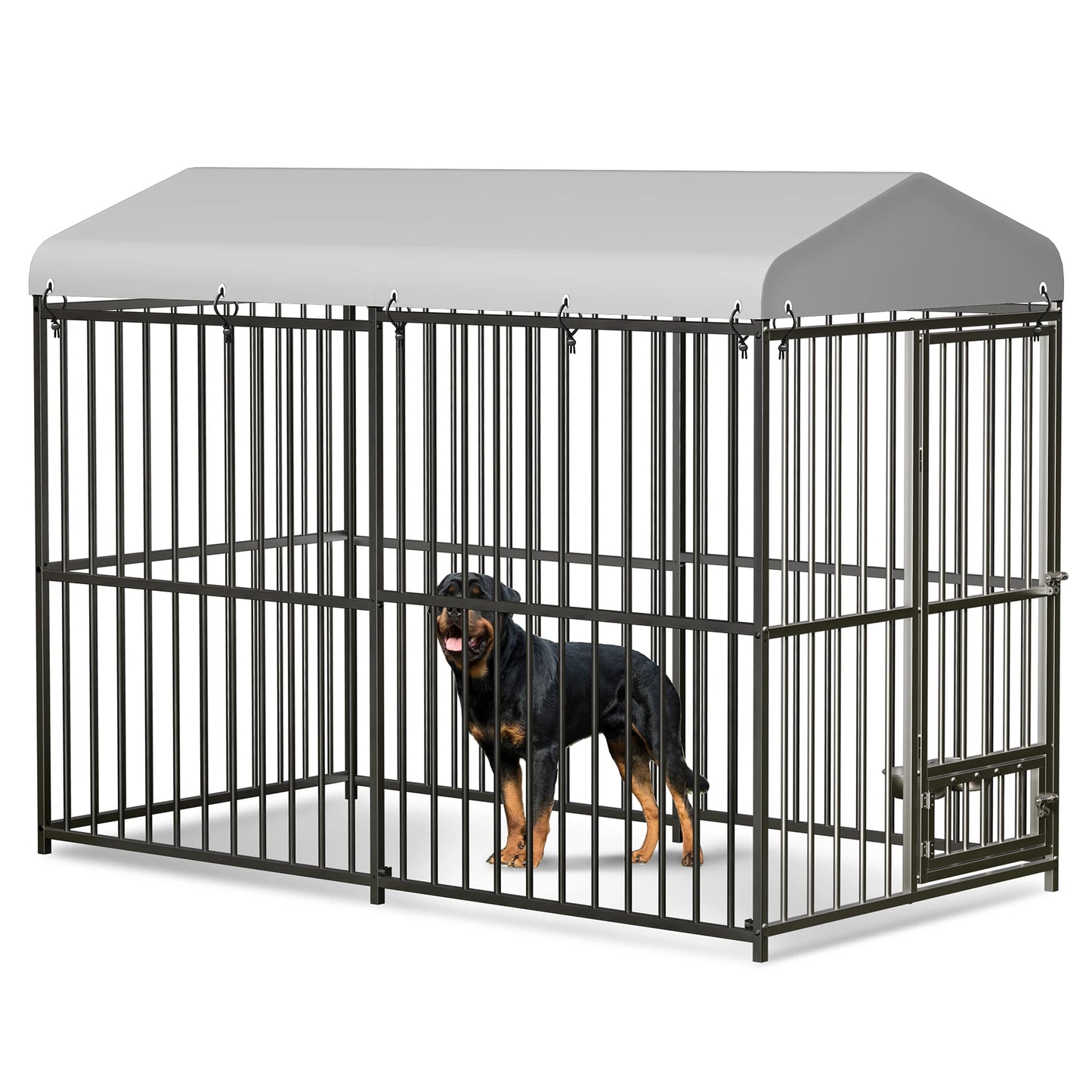 HiMISS Galvanized Metal Dog House Outdoor Kennel UV Cover