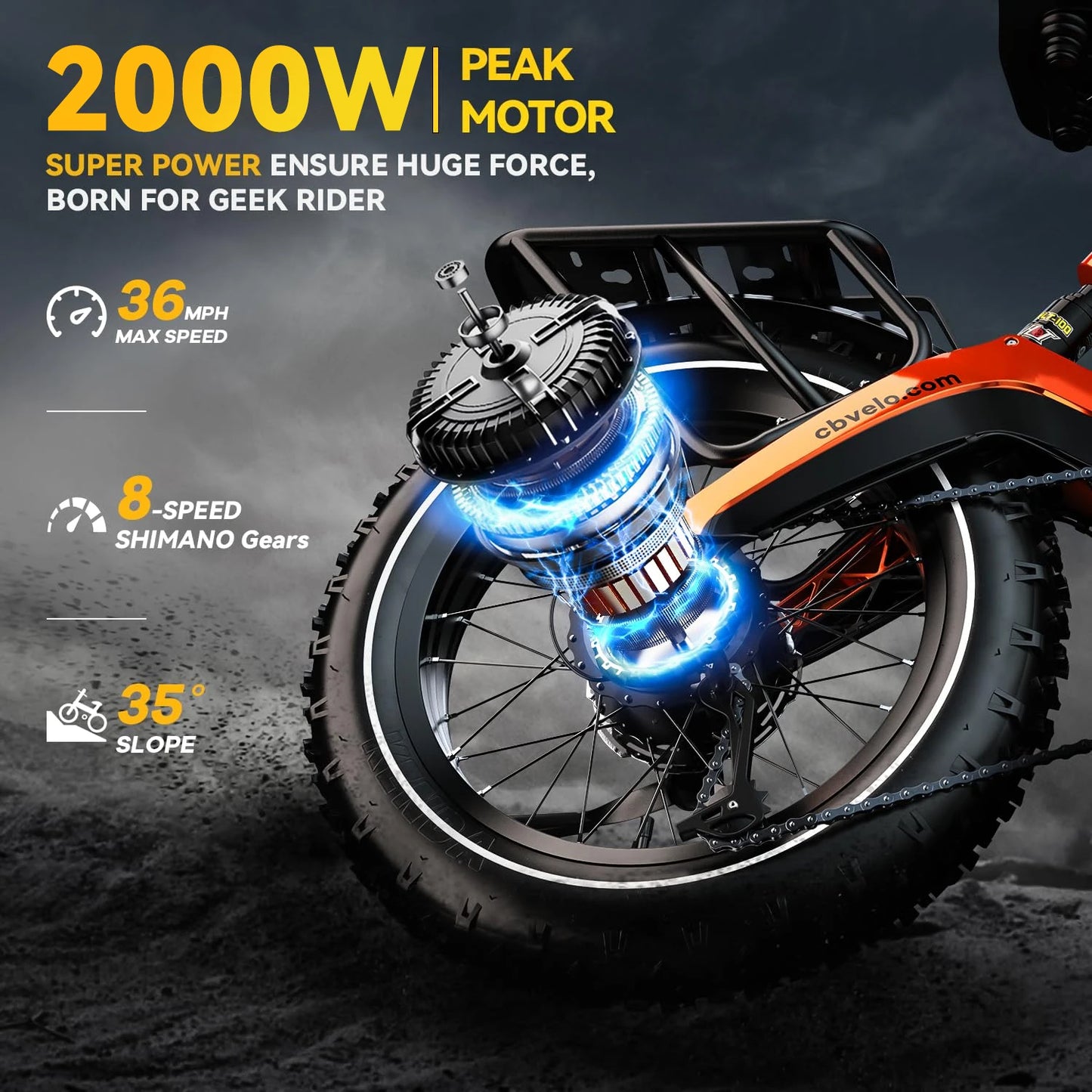 CYBERVELO Foldable Fat Tire Electric Bike 2000W EK6