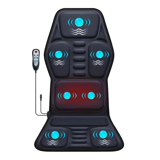 HOMEMASSA Vibration Back Massager Seat Cushion With Heat Pain Relief