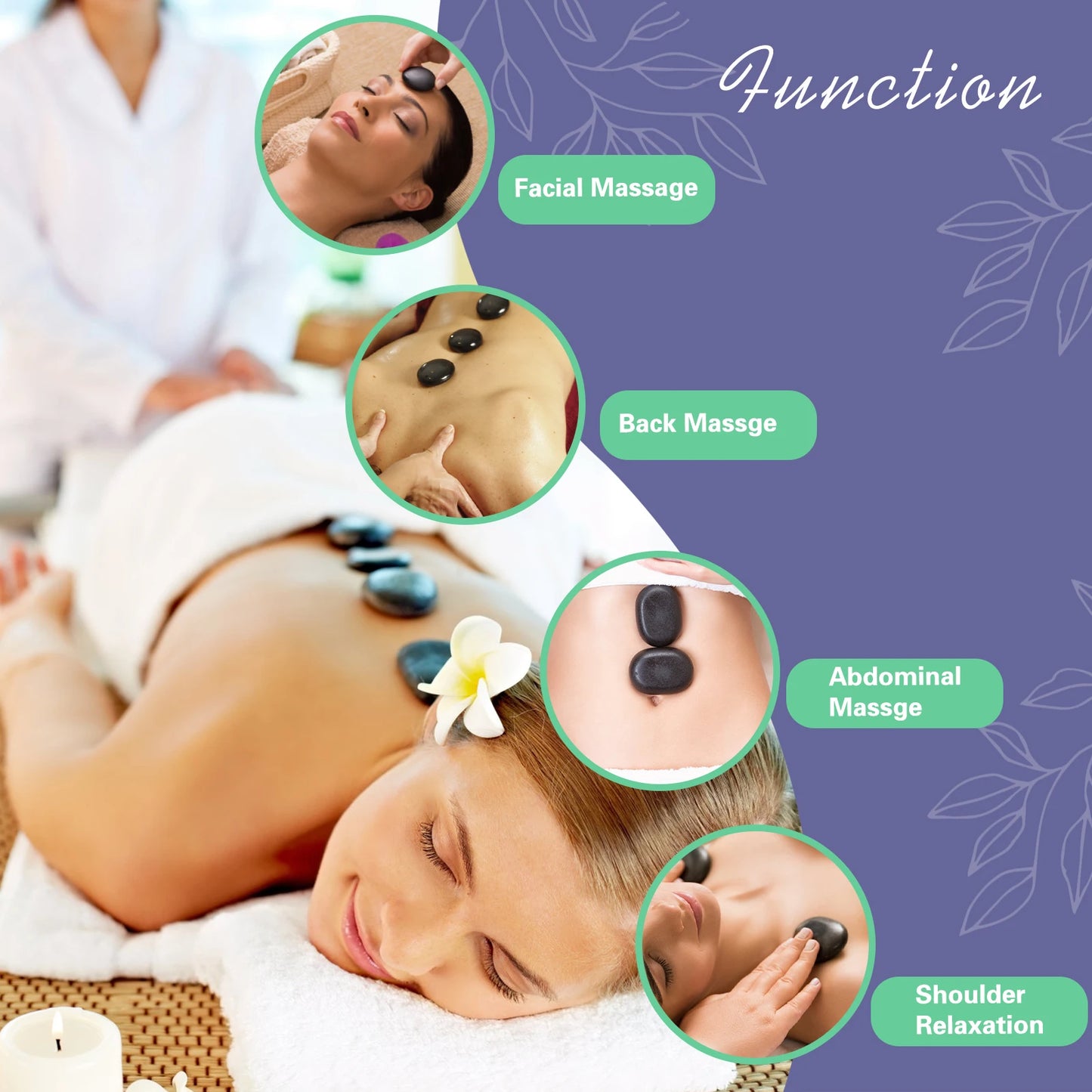 HolistHeal Hot Stone Massage Set With Temperature Adjustment Kit