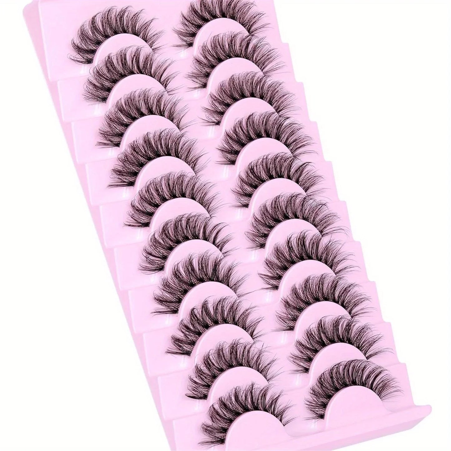 Fluffy False Eyelashes 3D Wispy Strip Lashes with Clear Band