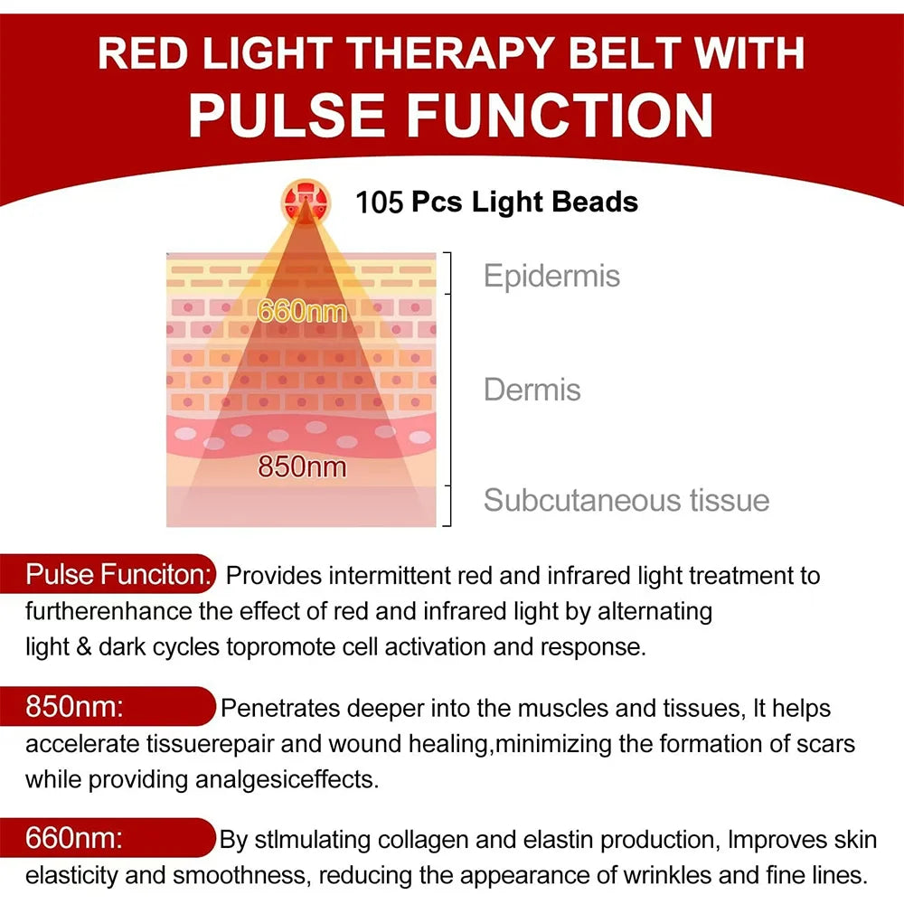 ZONGKUNG Infrared LED Therapy Belt 850nm 660nm For Back Pain