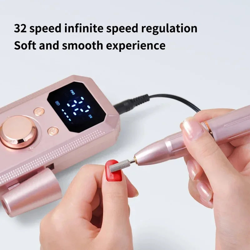 Cordless Rechargeable Electric Nail Drill With LED Display 32 Speeds