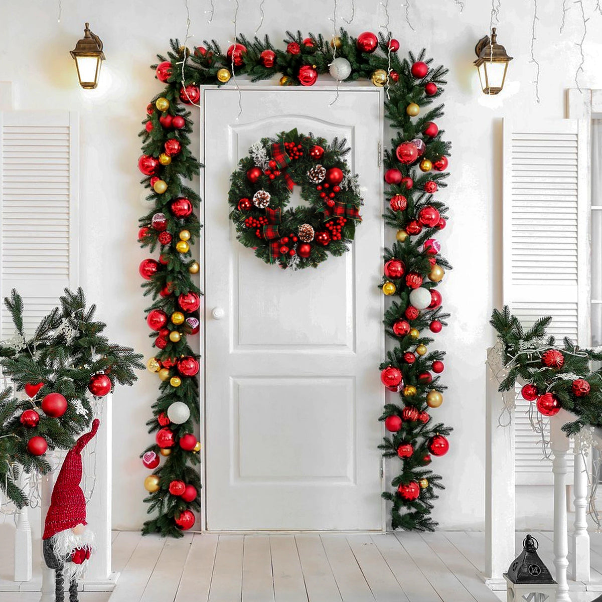 EliteZ Lifelike Pine Christmas Wreath With Berries and Pinecones