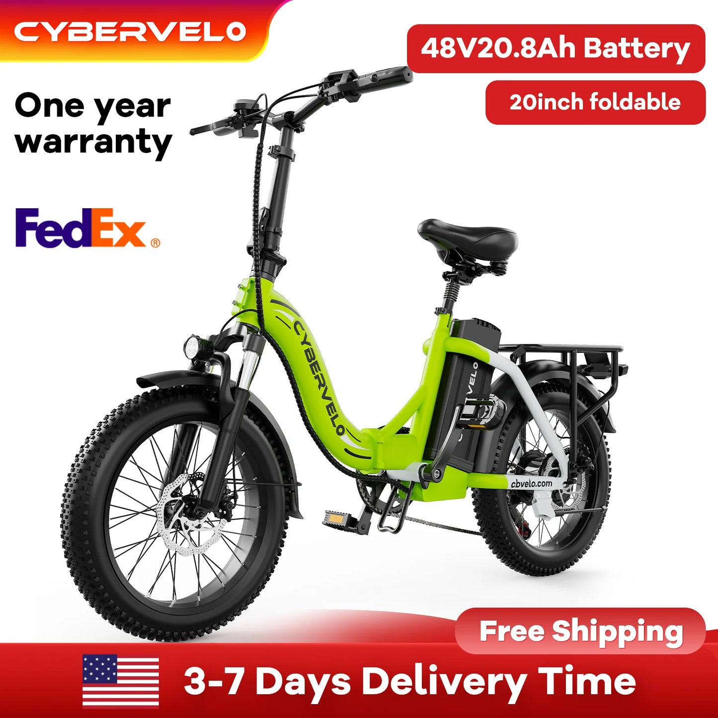 Cybervelo 1000W Foldable Electric Bike For Urban Commuting