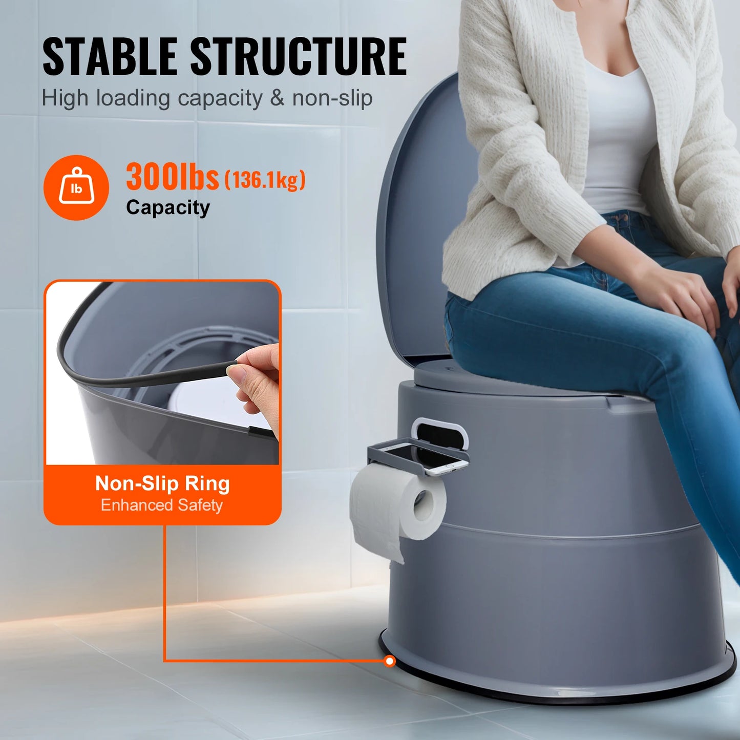 SucceBuy Portable Camping Toilet With 1.3 Gallon Detachable Inner Bucket