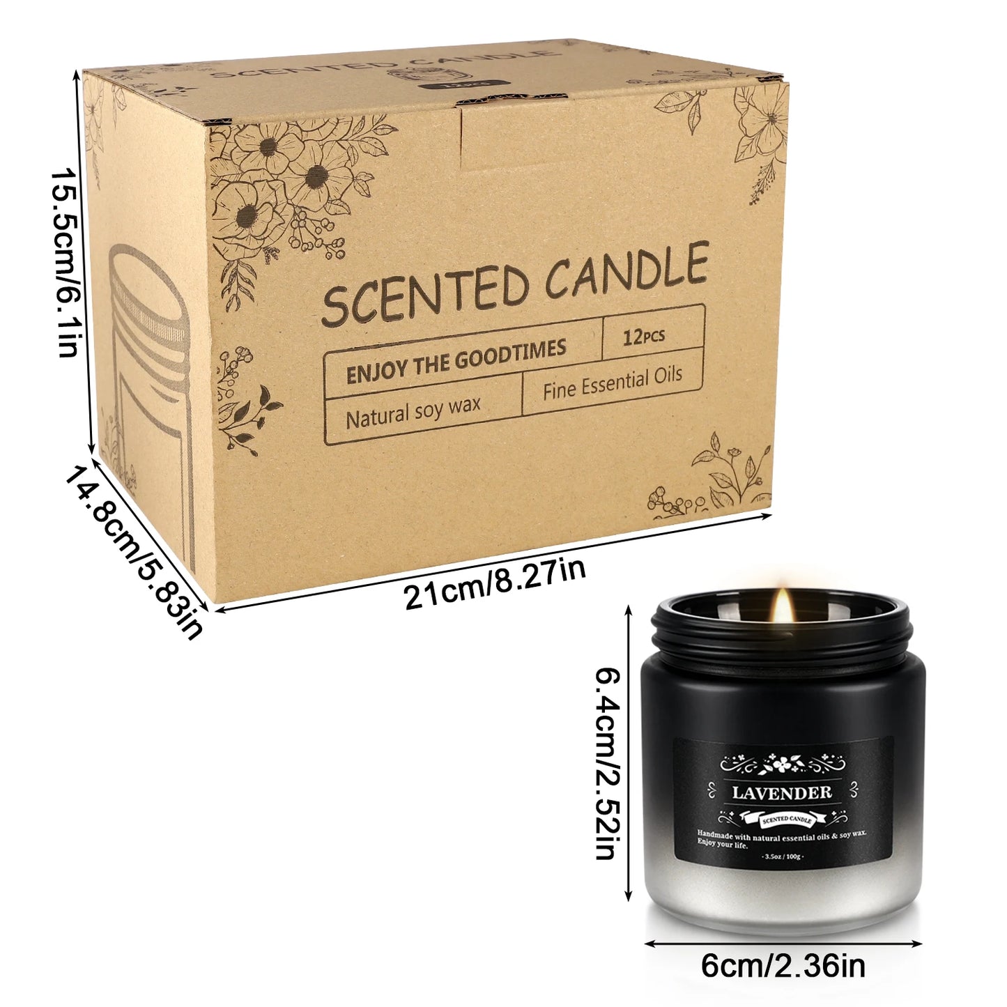 12 Pieces Scented Soy Wax Candles Gift Set For Home Decor