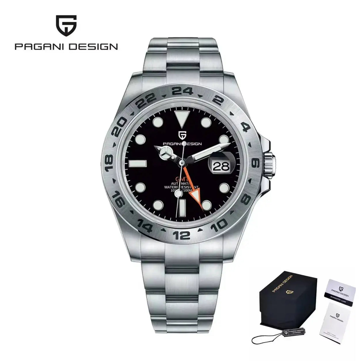 PAGANI DESIGN Automatic GMT Mens Sapphire Crystal Stainless Steel Watch