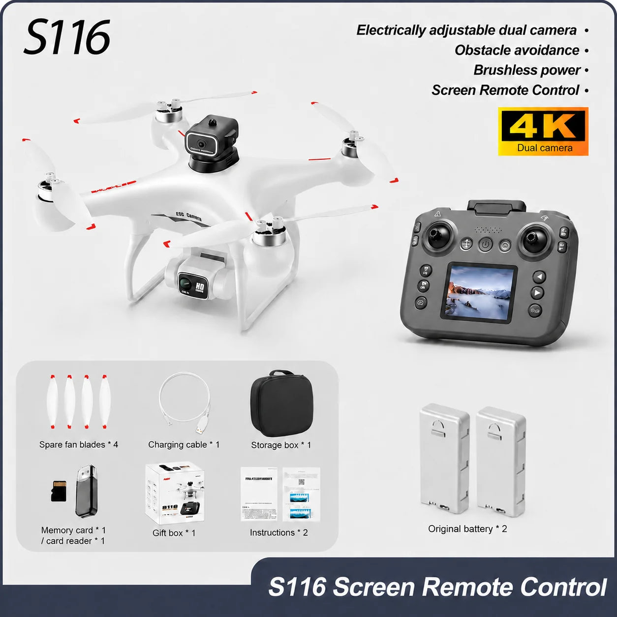 ZNLYRION Drone Remote 360 Obstacle Avoidance 4K Dual Camera
