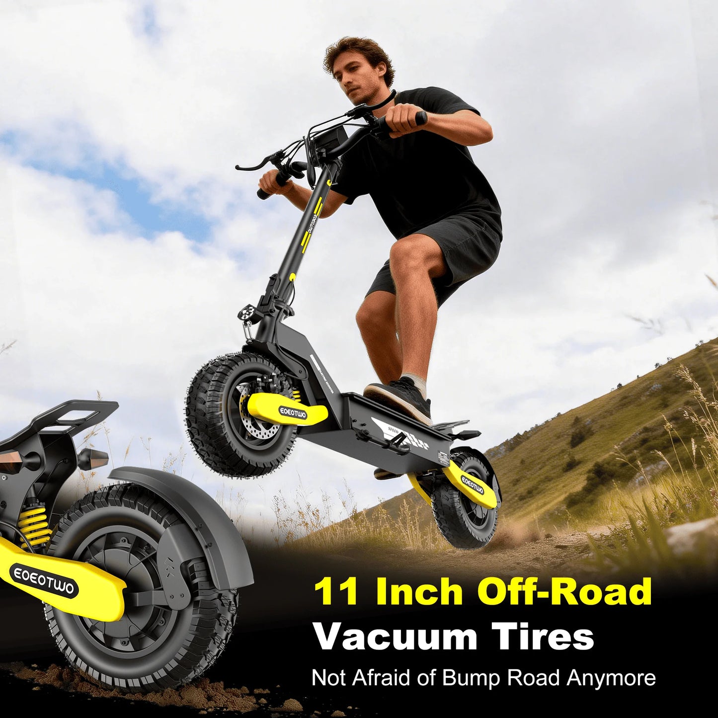 EOEOTWO 1200W Off Road Electric Scooter For Adults 48V Foldable