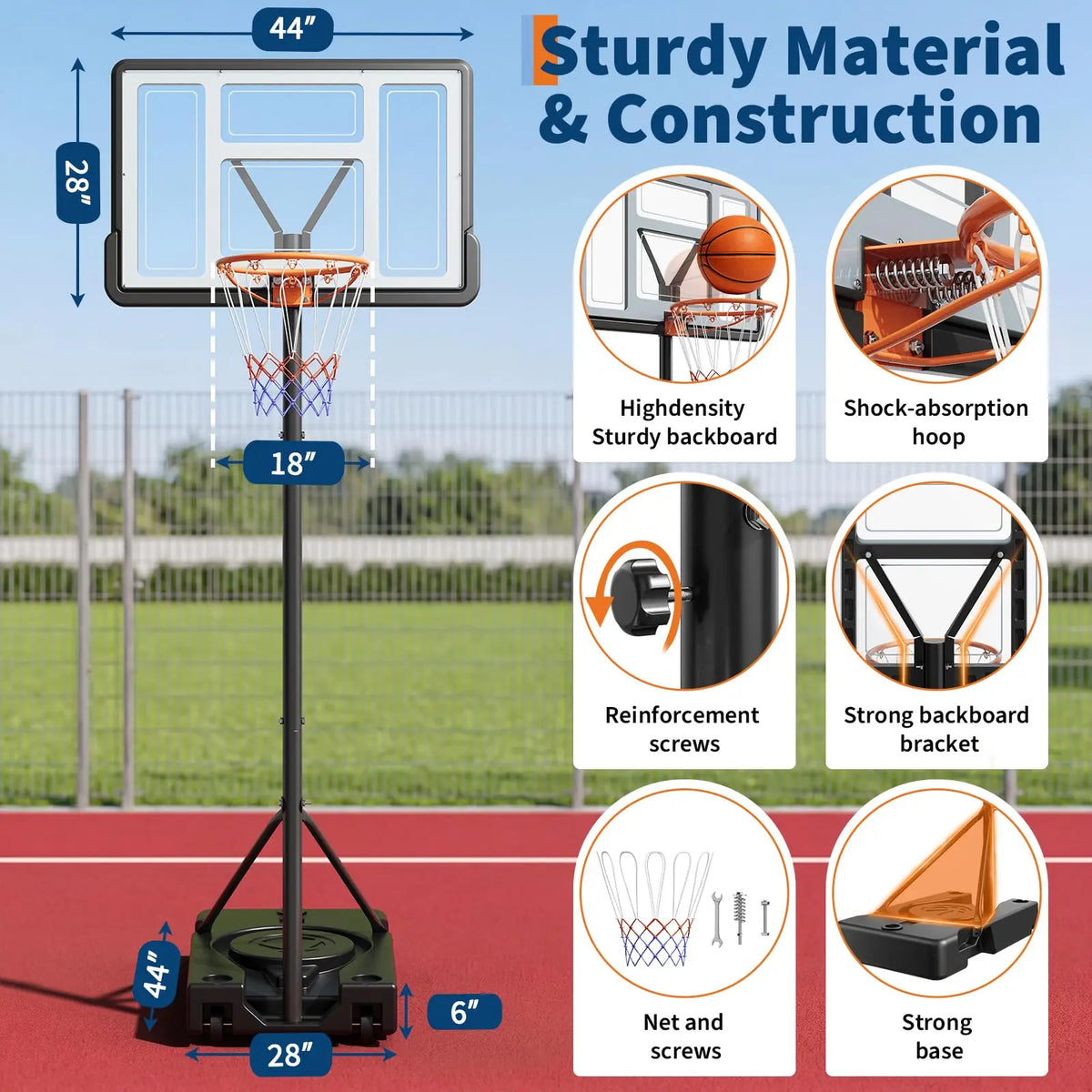 HiMISS Portable Basketball Hoop Adjustable Outdoor Goal System with Wheels