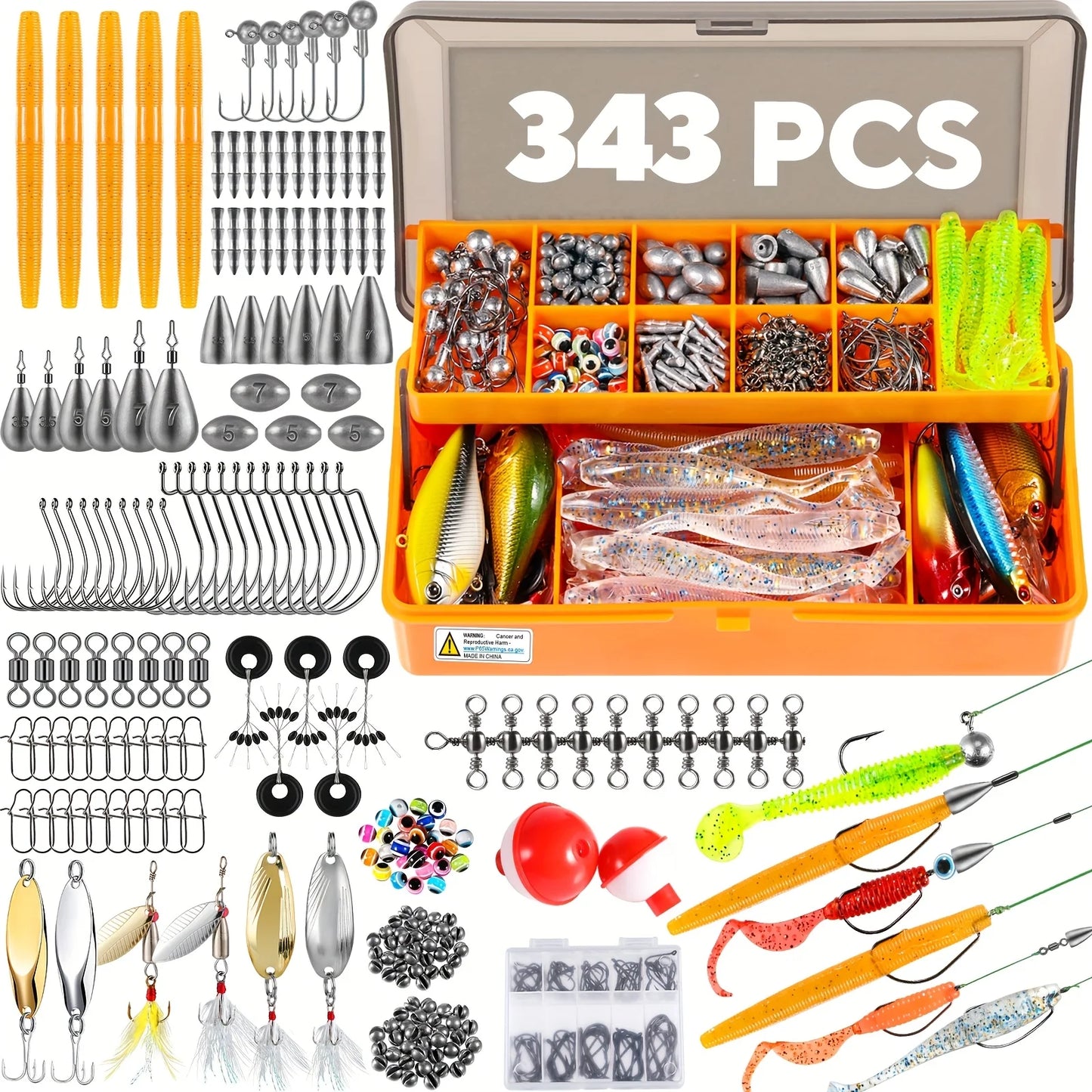 NGT 407Pcs Fishing Lures Tackle Box Kit With Spinnerbaits Crankbaits