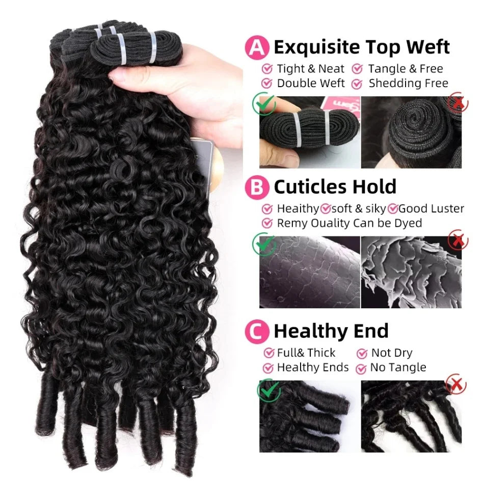 Curvique Burmese Curly Brazilian Remy Hair Bundles Deep Wave
