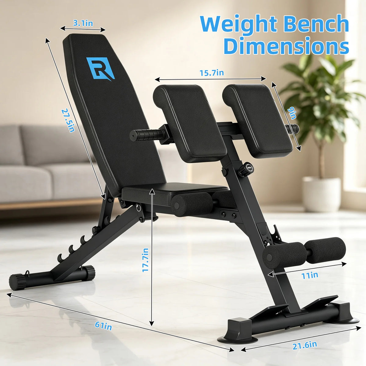 Foldable Roman Chair Hyperextension Bench for Core Strength Training